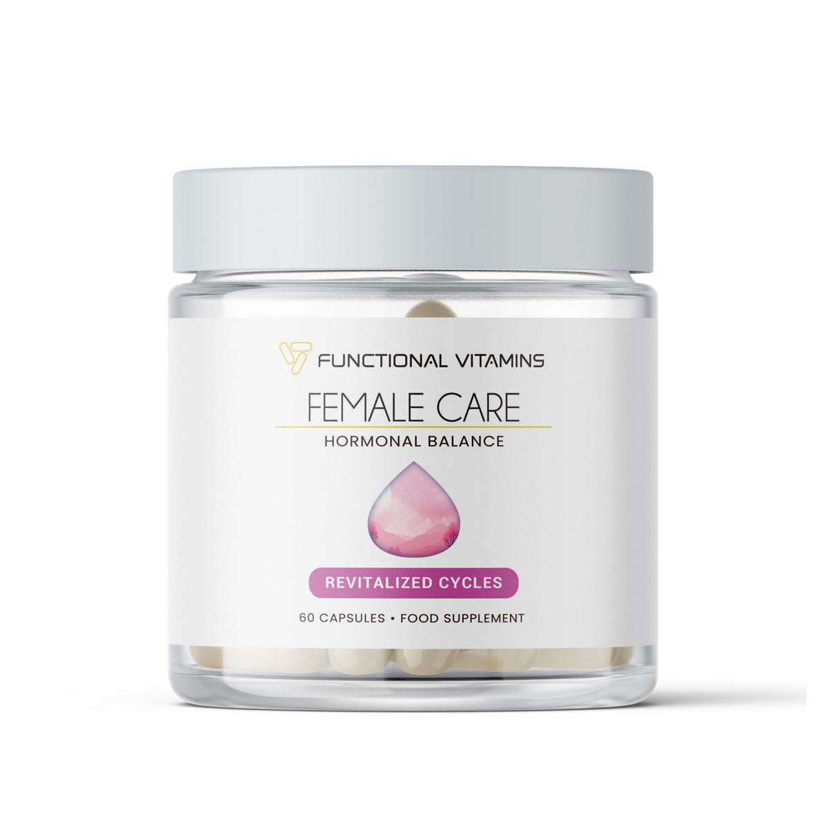 Functional Vitamins Female Care Hormonal Balance Supplement (60 Capsules) – This image shows a jar labeled 
